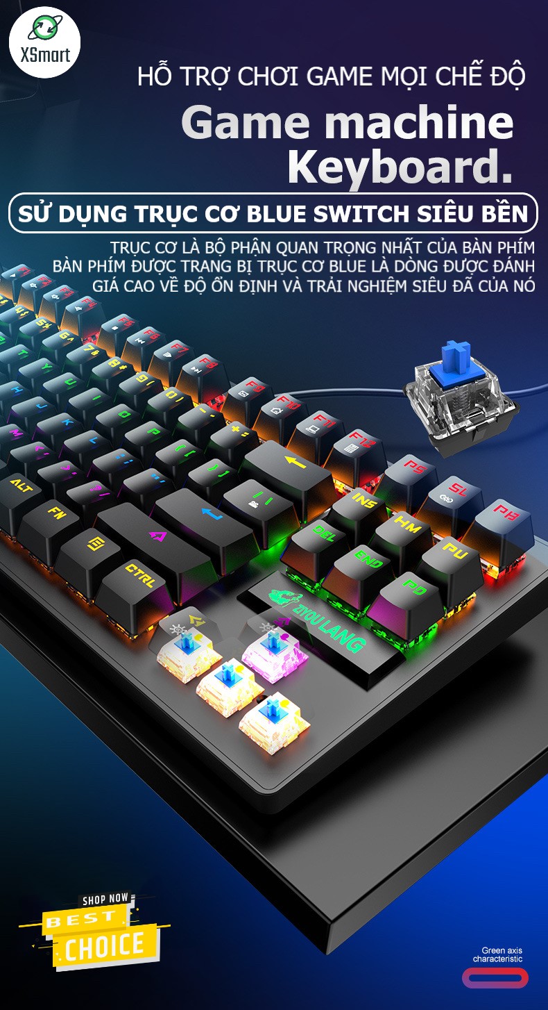 Bàn Phím Cơ Máy Tính XSmart Crack K2 PRO Led RGB 10 Chế Độ Khác Nhau, Chơi Game Dùng Văn Phòng Cực Đã, Tương Thích Với Laptop, PC, Máy Tính, Kiểu Dáng Gaming