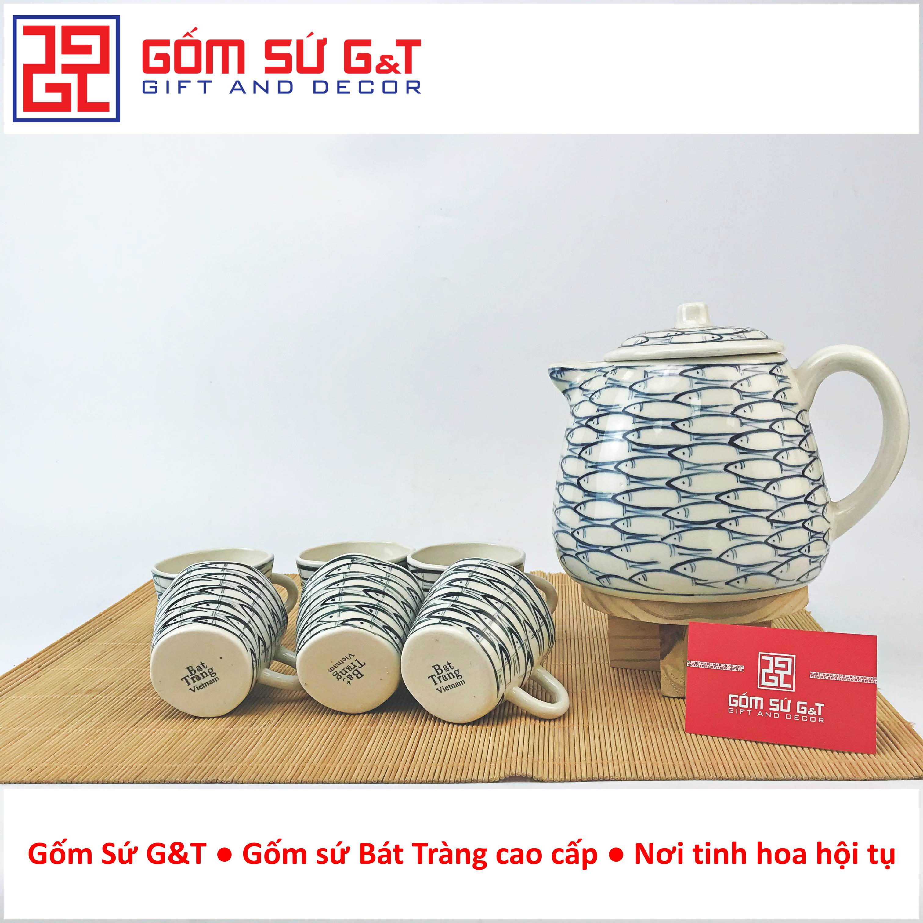 Bộ tích trà vẽ cá đàn Gốm Sứ G&amp;T