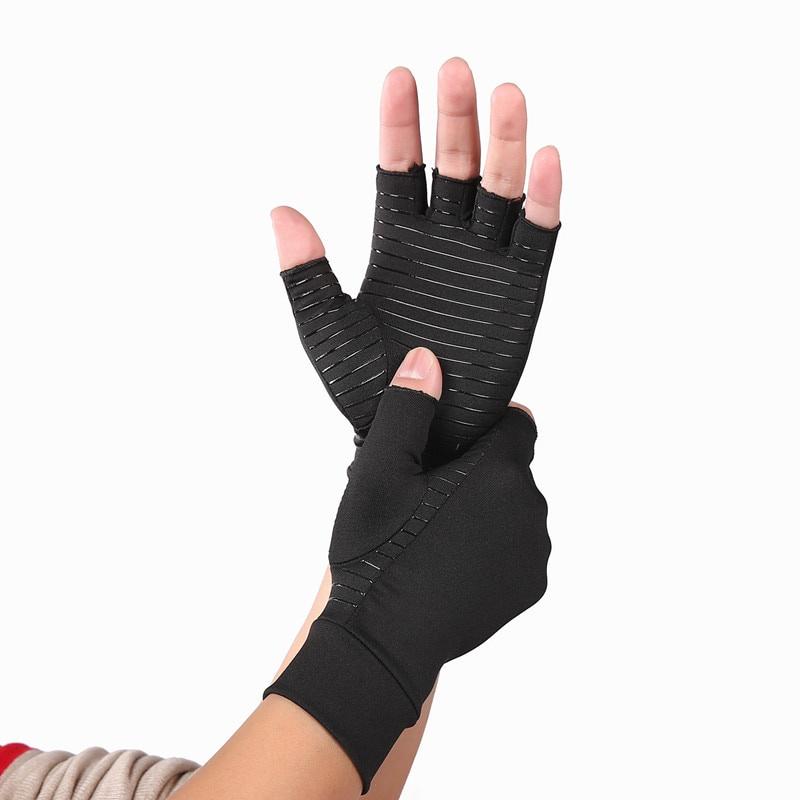 1 Pair Compression Arthritis Gloves For Women Men Joint Pain Relief Half Finger Brace Therapy Wrist Support Anti-slip