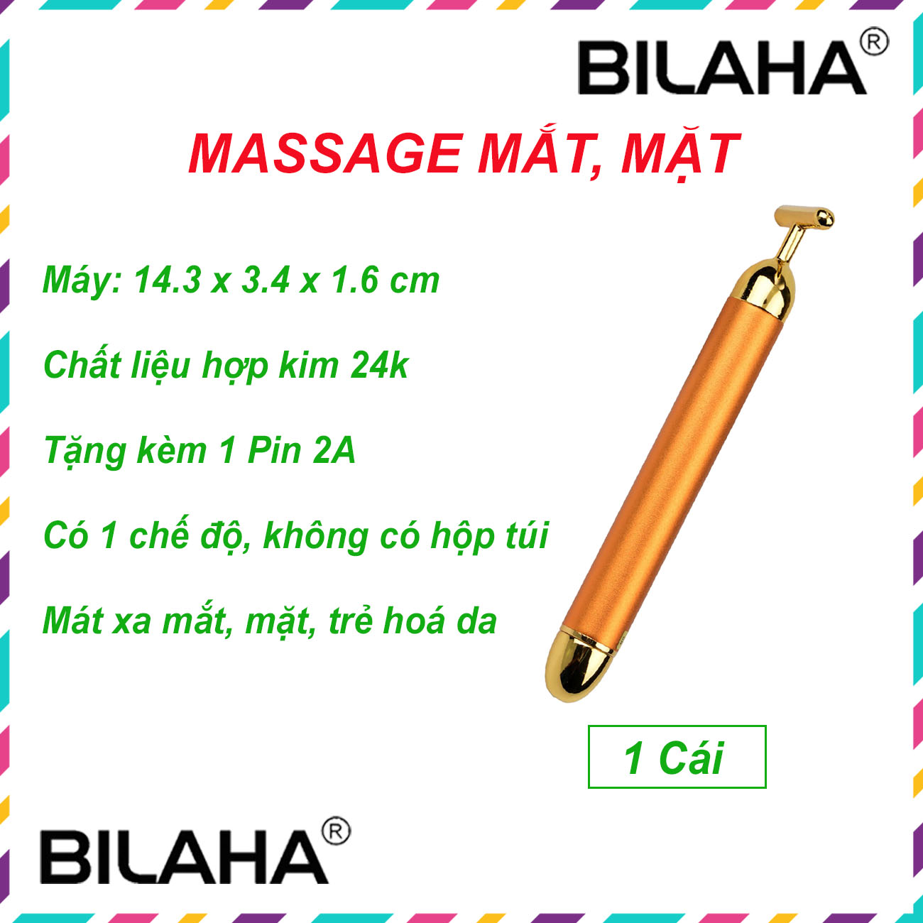Bút massage mặt, cây lăn mặt cầm tay đa vị trí toàn thân giá sỉ toàn quốc (14.3 x 3.4 x 1.6cm) (Hàng Chính Hãng)