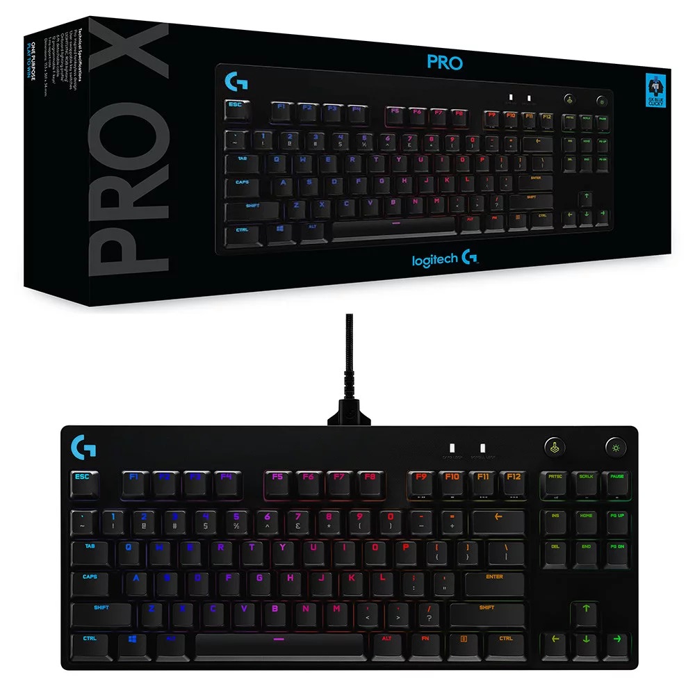 Bàn phím gaming Logitech Pro X - Không phím số, nhỏ gọn, switch GX có thể hoán đổi, RGB Lightsync - Hàng chính hãng