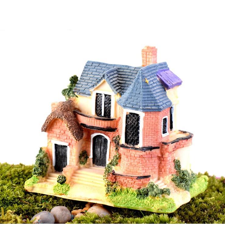 Mô hình nhà villa vùng ngoại ô size 8.8 x 5.8 x 8cm trang trí bể thủy sinh, tiểu cảnh, terrarium, DIY (giao ngẫu nhiên)