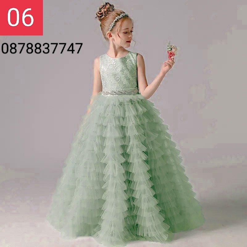 Đầm công chúa bé gái , váy bé gái , váy công chúa xanh ve chai 8-40kg