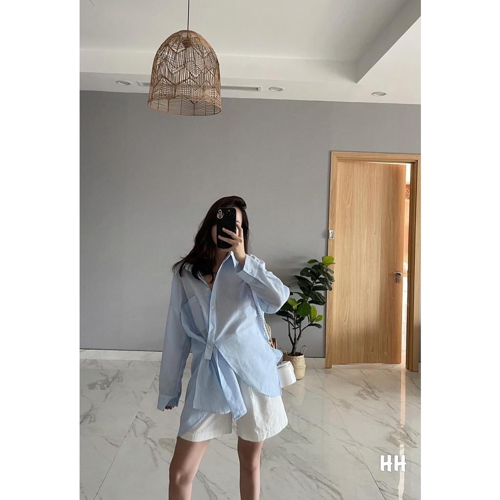 Áo sơ mi sọc xanh--33316