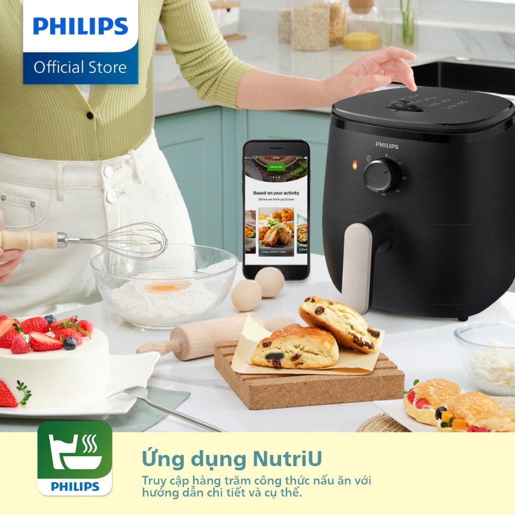 Nồi Chiên Không Dầu Philips HD9100/80 - Hàng Chính Hãng