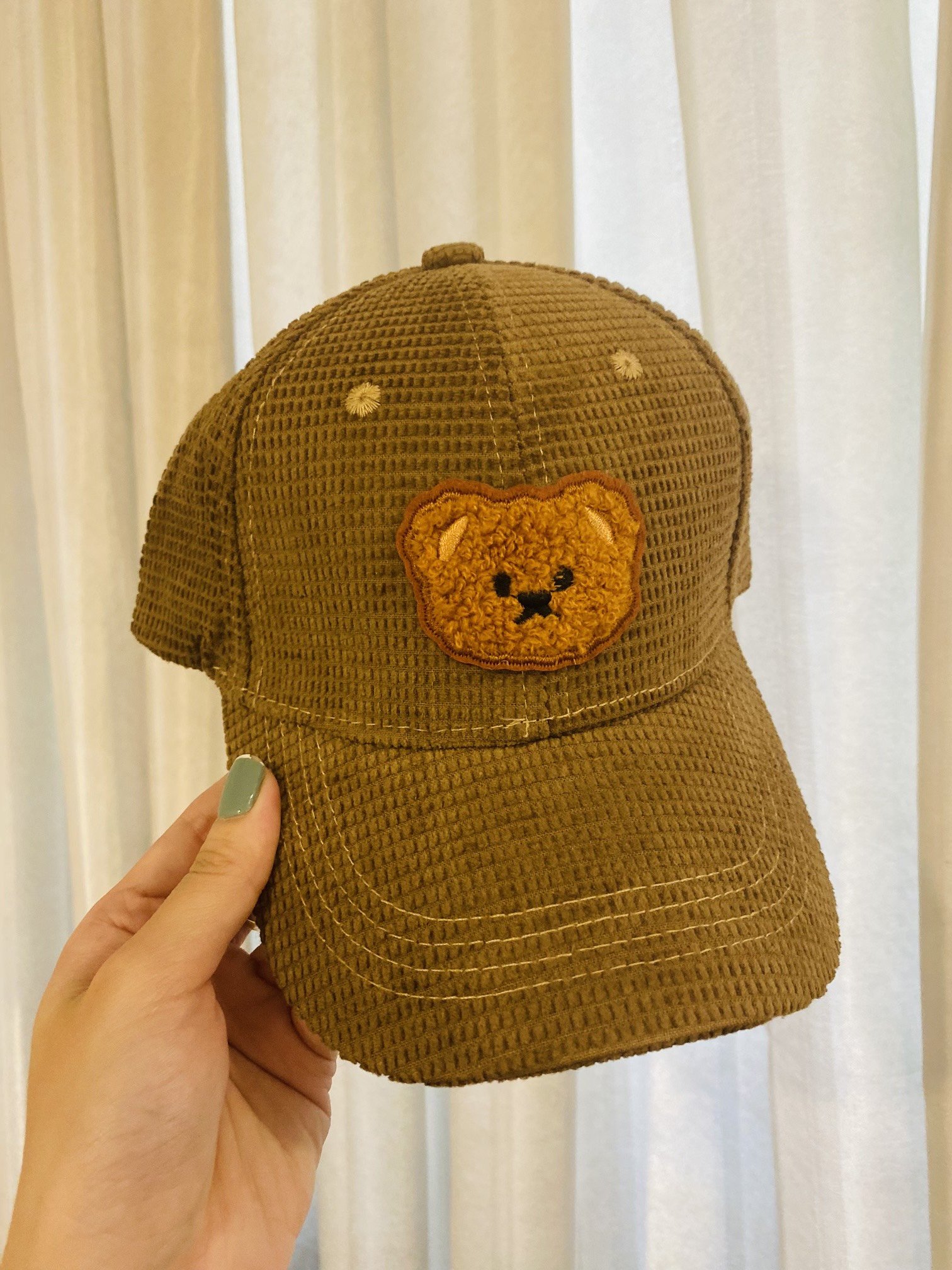 NÓN KẾT KAKI NHUNG HÌNH GẤU BEAR ĐÁNG YÊU