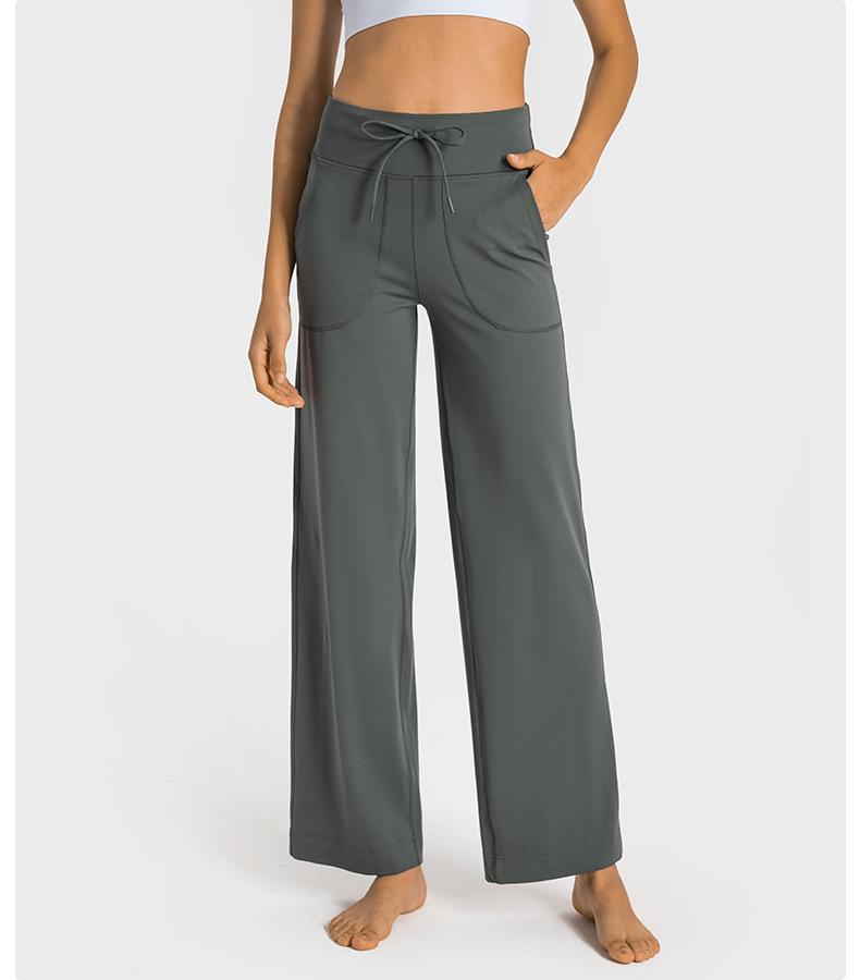 Lulu ném lại vẫn là phụ nữ yoga yoga cao dây rút dây kéo rộng chân ngoài trời chạy bộ tập thể dục thể thao quần áo thể thao Color: black Size: 10