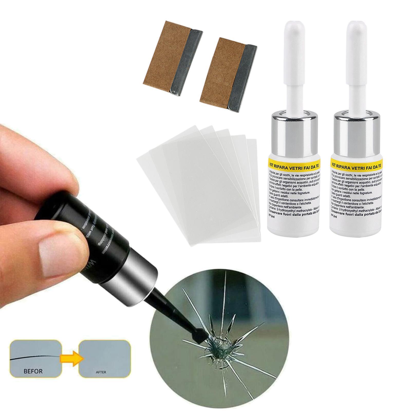 2x2Pcs Automotive Glass Repair Fluid Windshield Resin Crack Tool DIY Car Fix White