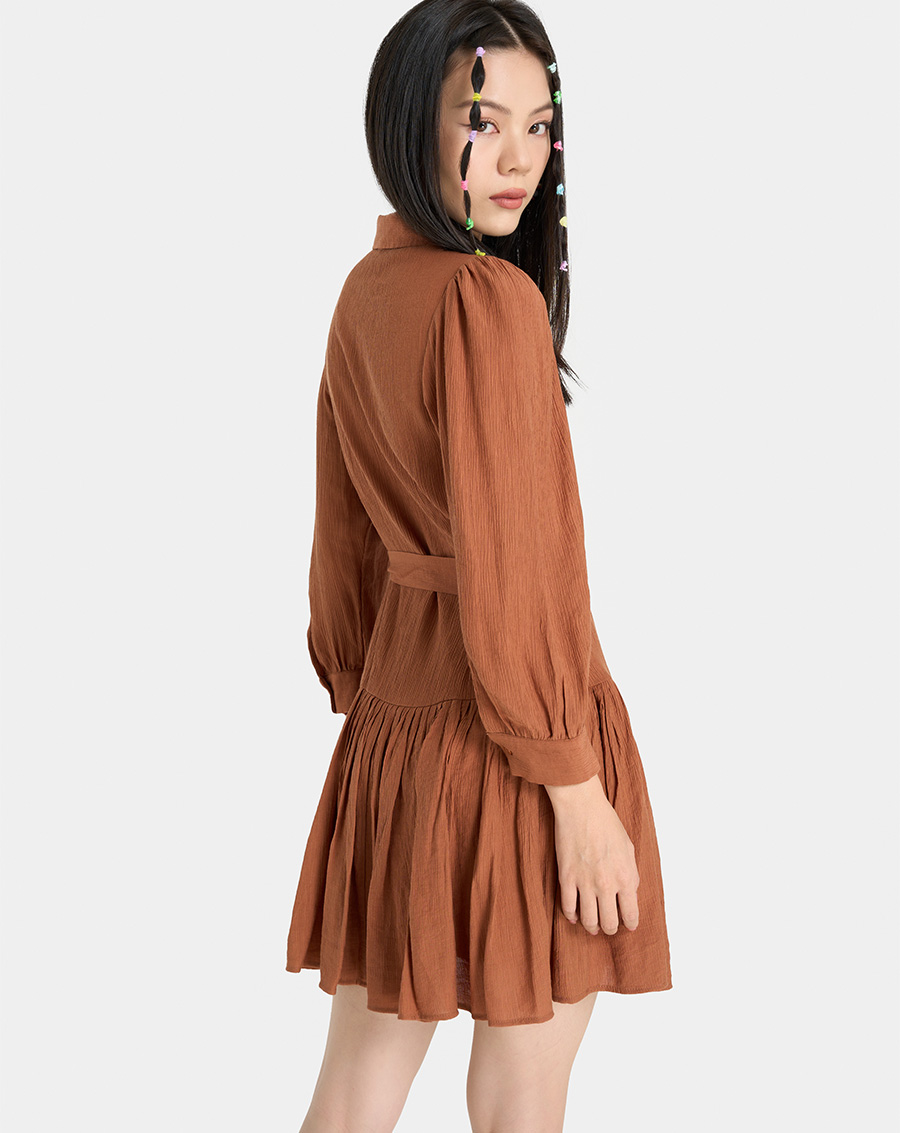 Đầm Mini Nữ Thời Trang JUNO Tay Phồng, Xếp Ly JNDLU034