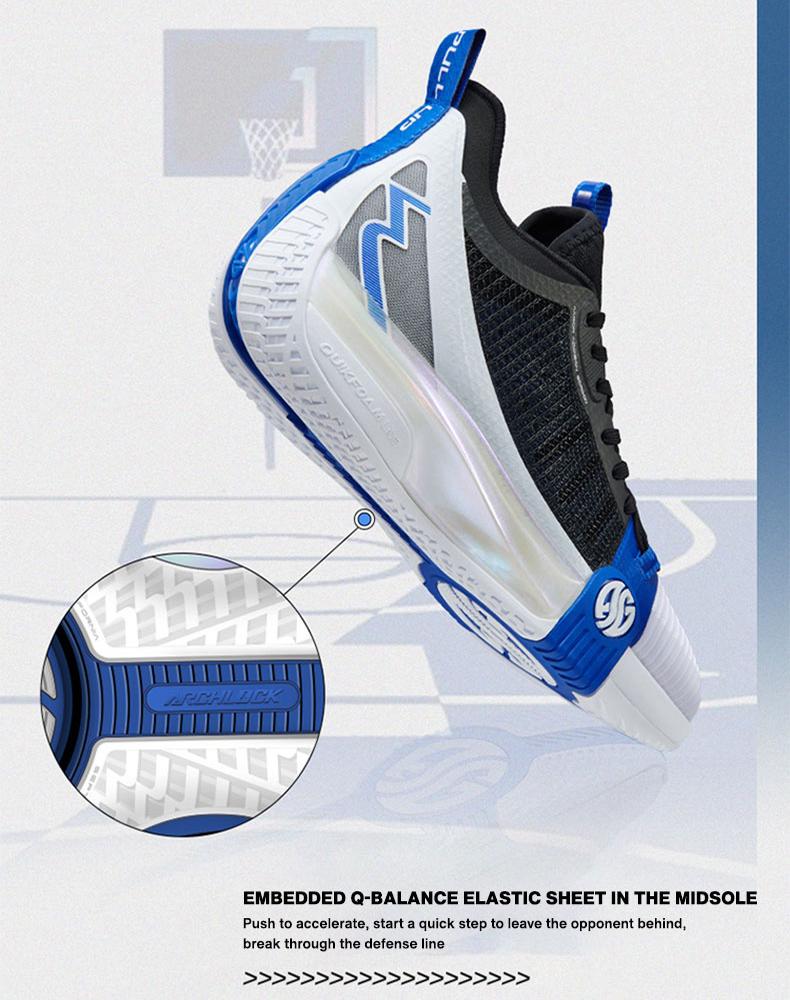 361 độ Aaron Gordon Zen3 Men Thể thao Giày bóng rổ không trượt chống trượt đều có độ đệm chống đeo. Color: black blue Shoe Size: 45