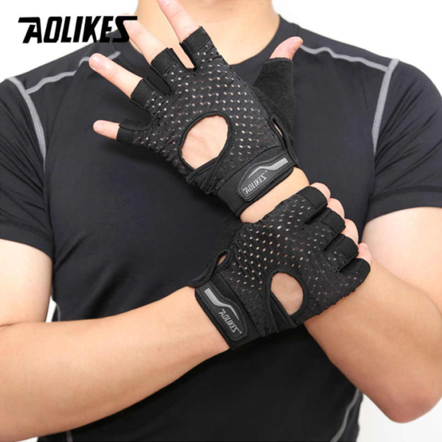 Găng tay tập gym nam nữ chính hãng Aolikes chống chai tay cực tốt