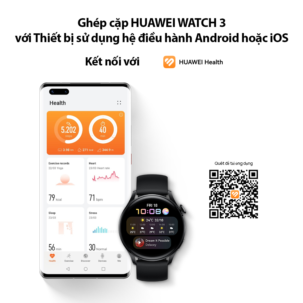 Đồng Hồ Thông Minh HUAWEI WATCH 3 | Gọi Thoại Bằng eSIM | Theo Dõi Sức Khỏe Cả Ngày | Pin Liên Tục 3 Ngày | Hàng Chính Hãng