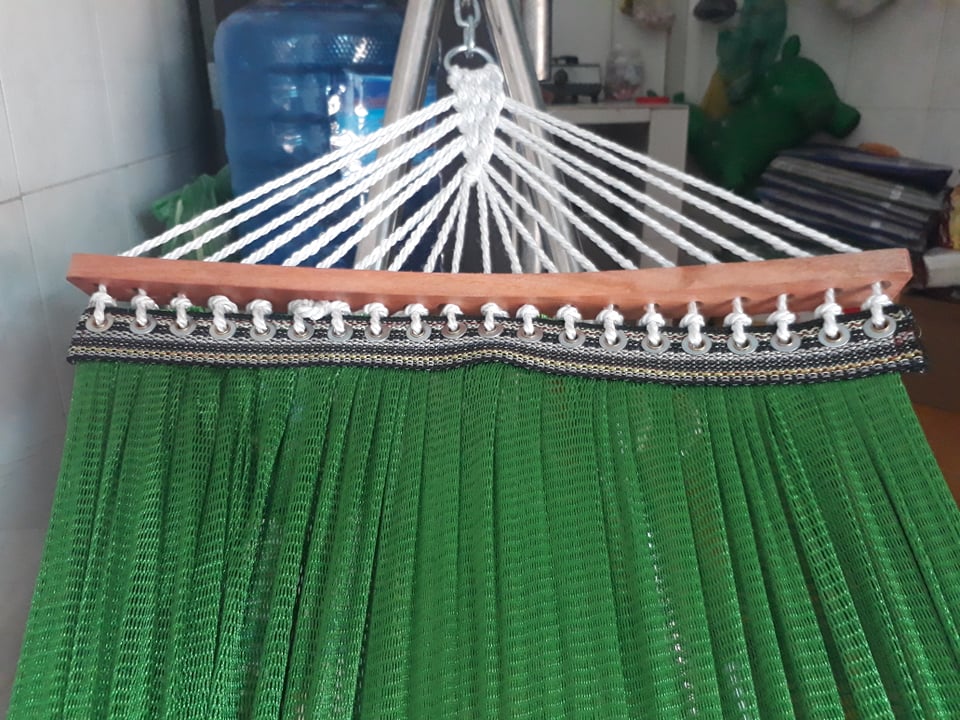 Võng Lưới Cán Gỗ 2 Lớp Chất Vải Dày Cao Cấp Dài 235cm Phù Hợp Cho Khung Lớn
