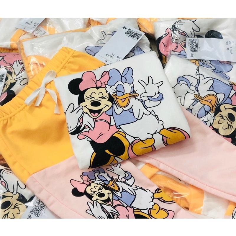 Bộ nỉ bé gái phối màu vàng hồng 1-2Y