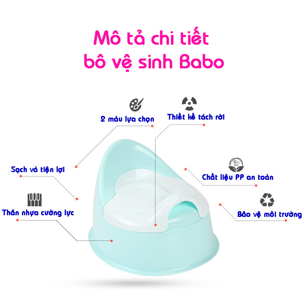 Bô Ngồi vệ sinh Trẻ em bằng nhựa cho bé Trai,bé Gái Có nắp và tựa, khay dễ dàng cọ rửa Bô ị cho em bé từ 1 tuổi