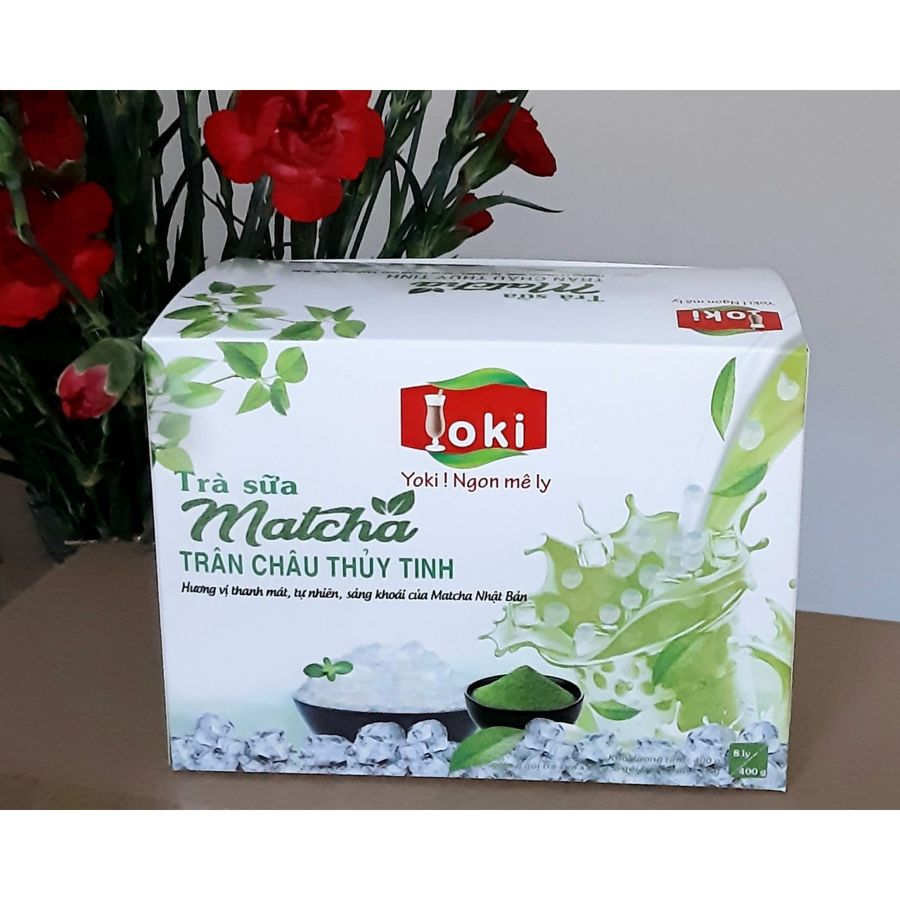 Yoki Trà sữa Matcha trân châu thủy tinh 400g (08 gói trà sữa Matcha 20g+ 08 gói trân châu thủy tinh 30g)