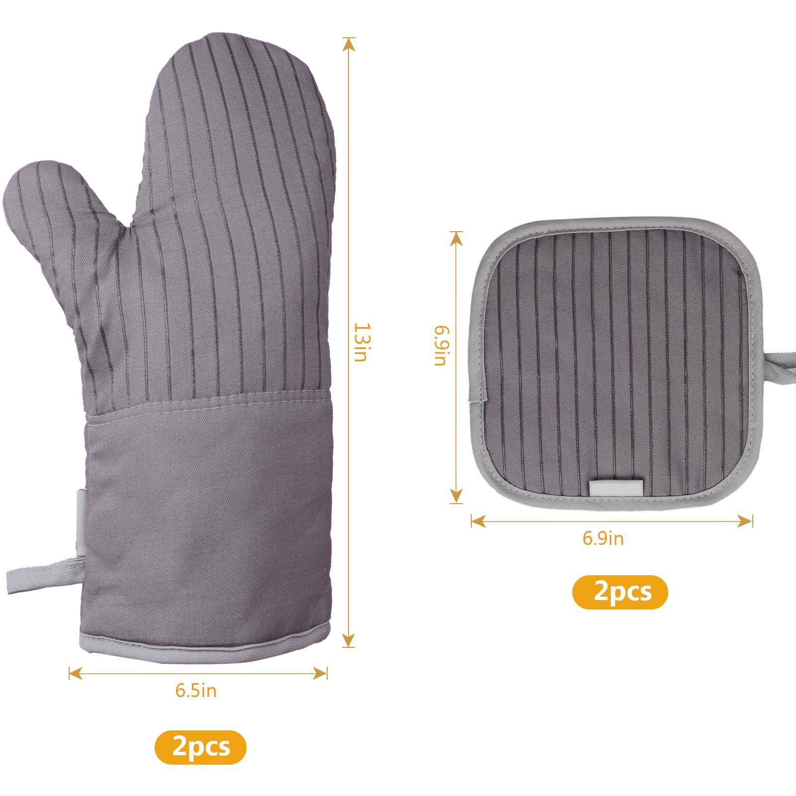 Găng Tay Lò Nướng Chịu Nhiệt Cao Chống Trượt Chất Liệu Bông Silicone Kèm 2 Giá Đỡ Nồi