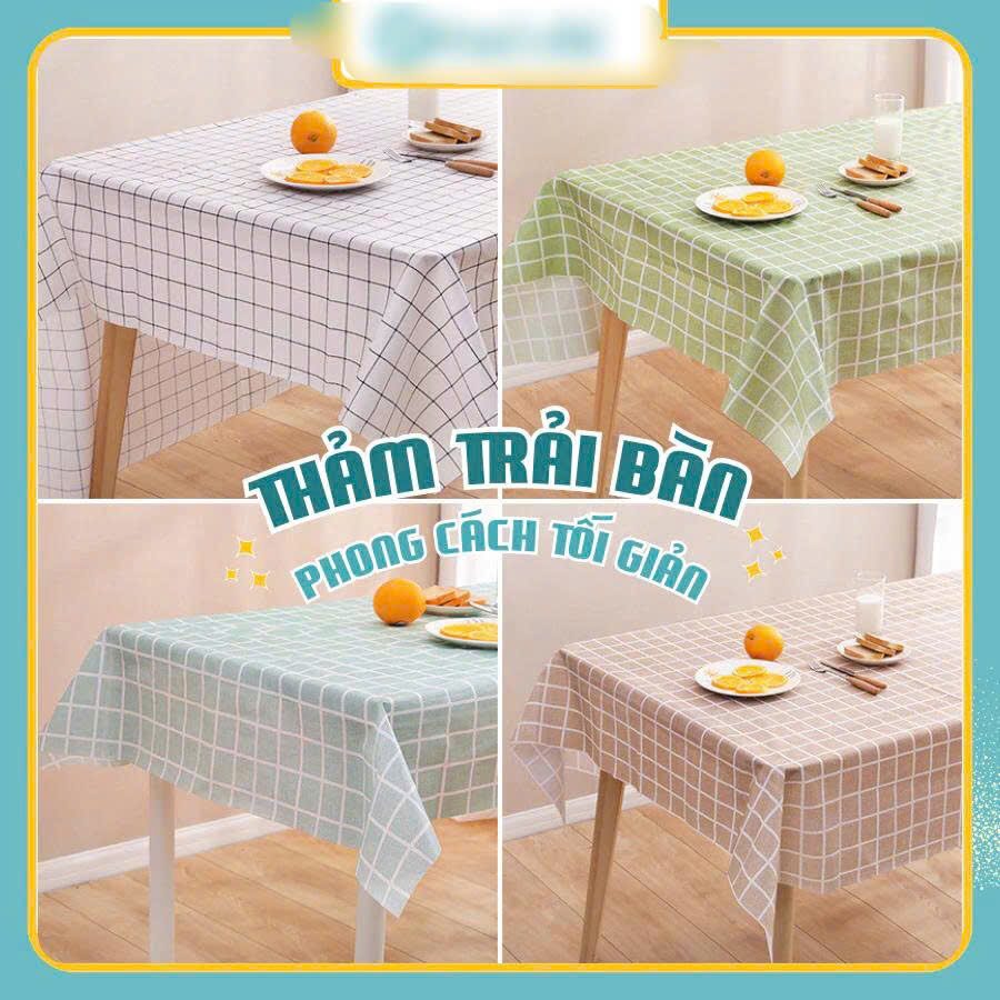 Khăn Trải Bàn In Hoa Văn Sọc Caro  180cm  x 140cm – Trang Trí Không Gian Bếp Thanh Lịch &amp; Hiện Đại