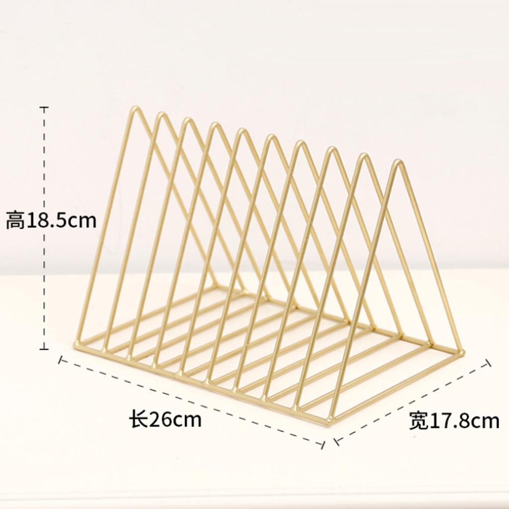 2x Desktop Book Magazine Shelf Holder Bookshelf for Home Office Decor Gold
