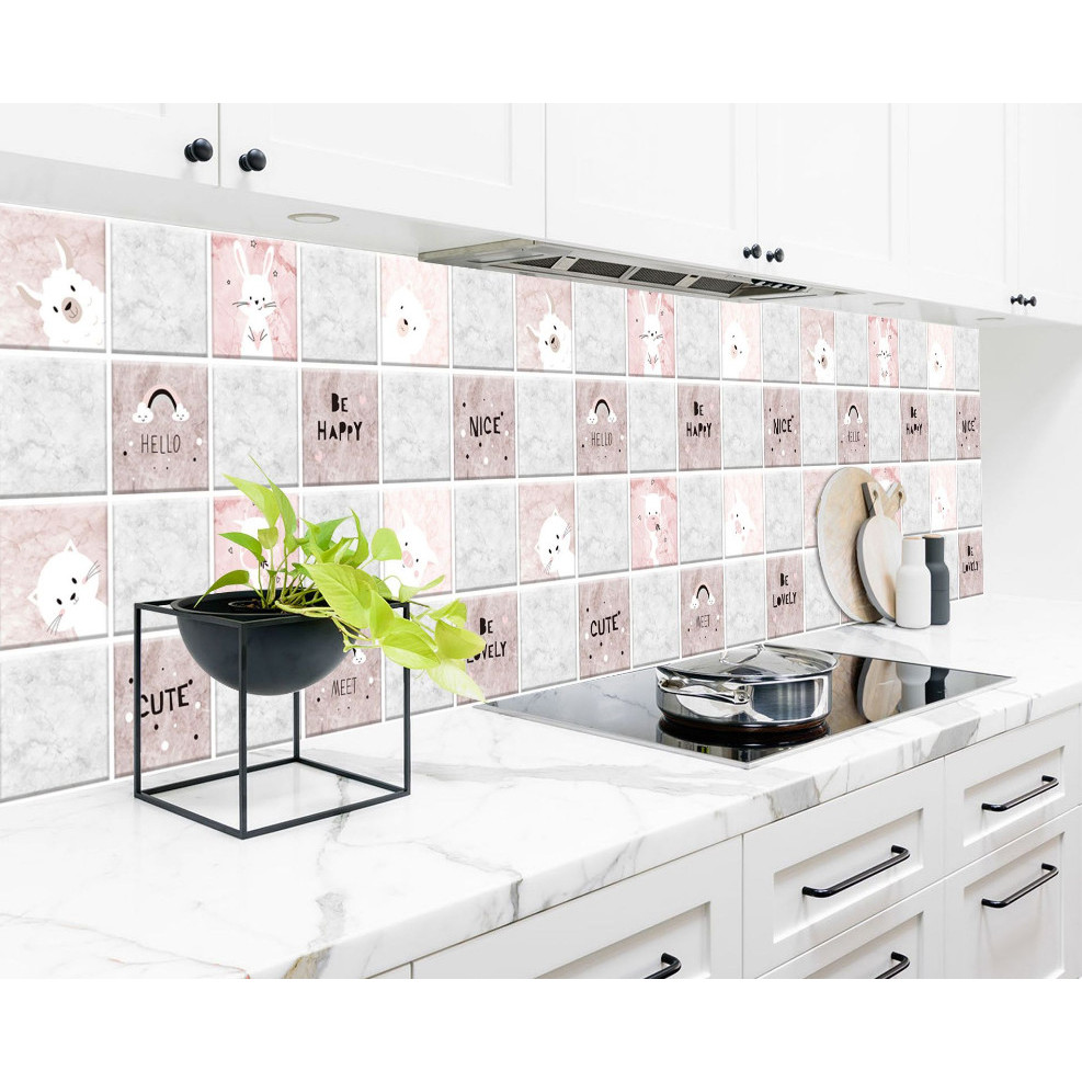 Cuộn 3 MÉT Decal giấy dán bếp tráng nhôm cách nhiệt khổ 60cm MẪU ĐỘNG VẬT Ô VUÔNG