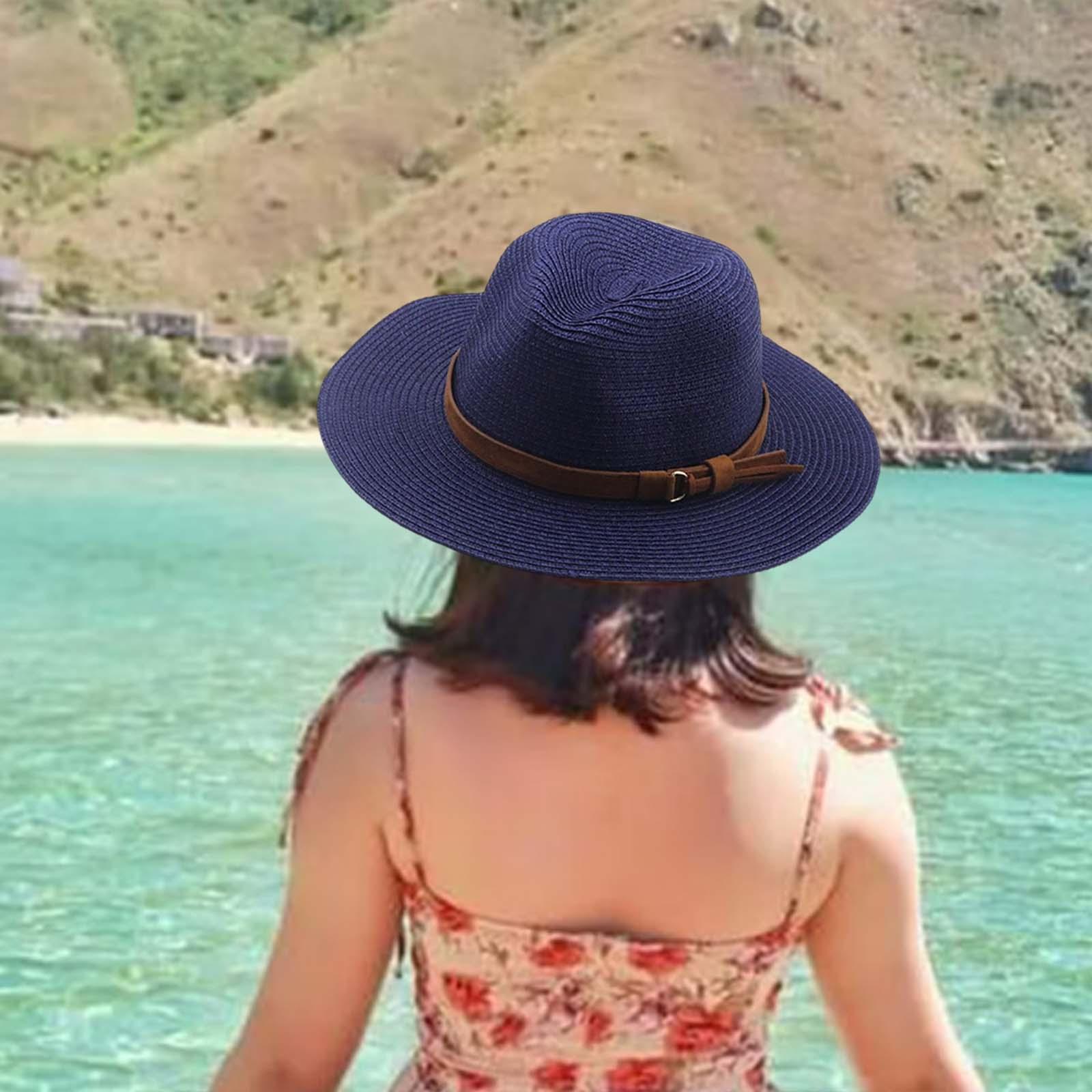 Women Men Straw Hats Panama Sunhats Beach Sun Visor UV Protective Bohemia Wide Brim Sun Hat for Travel Vacation Summer Hiking