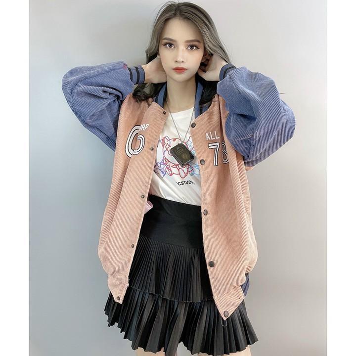 ÁO KHOÁC KAKI NHUNG GÂN Bomber Jacket