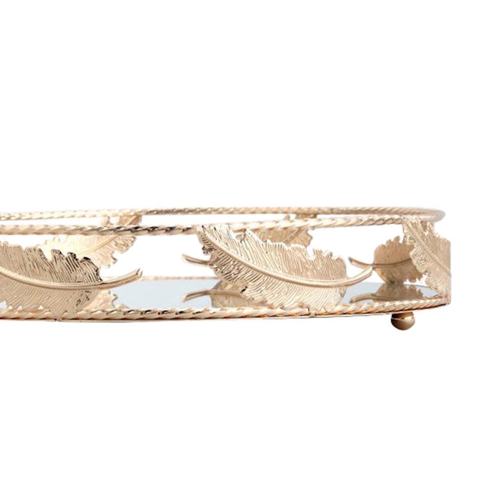 Mirror Plate Cosmetic Vanity Tray - Decorative Jewelry Organizer