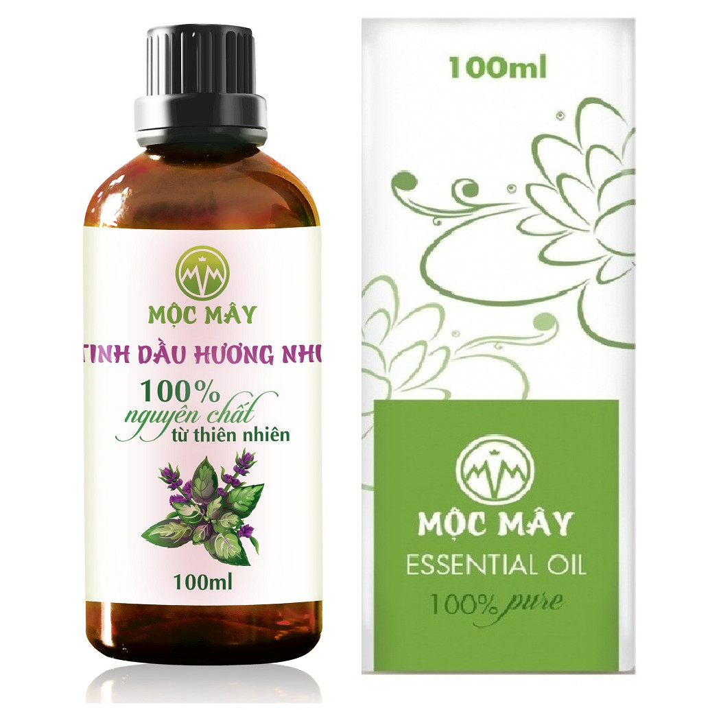 Tinh dầu Hương Nhu 100ml Mộc Mây - tinh dầu thiên nhiên nguyên chất 100% - chất lượng và mùi hương vượt trội - chuyên gia chăm sóc tóc hư tổn