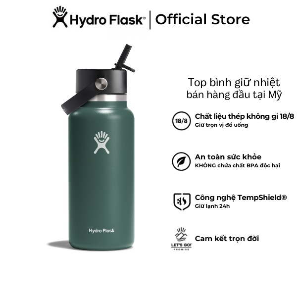 Bình Nước Giữ Lạnh Hydro Flask Wide Flex Straw Cap 32 oz (946ml) – W32BFS Hàng chính hãng (Season 2024)