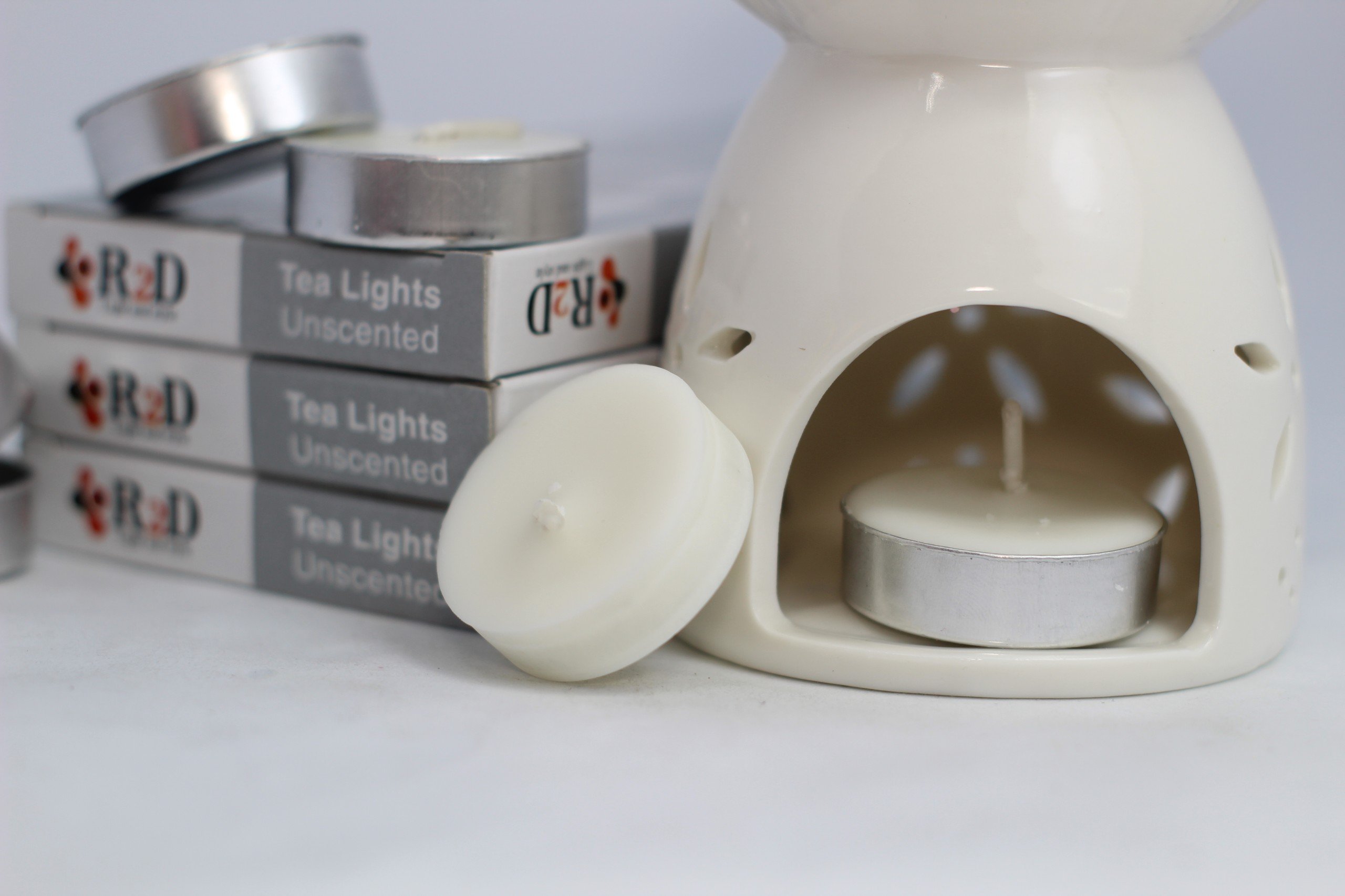 Nến không khói màu trắng tealight 10 viên dùng cho lò xông tinh dầu chính hãng R2D