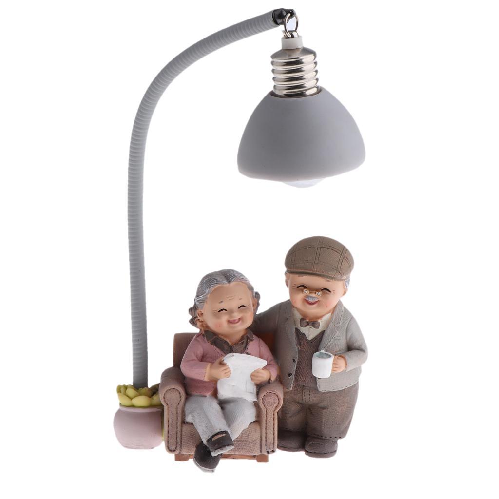 2Pcs Grandparents ~Handmade Old Couple Figurines Happy Life Home Ornament