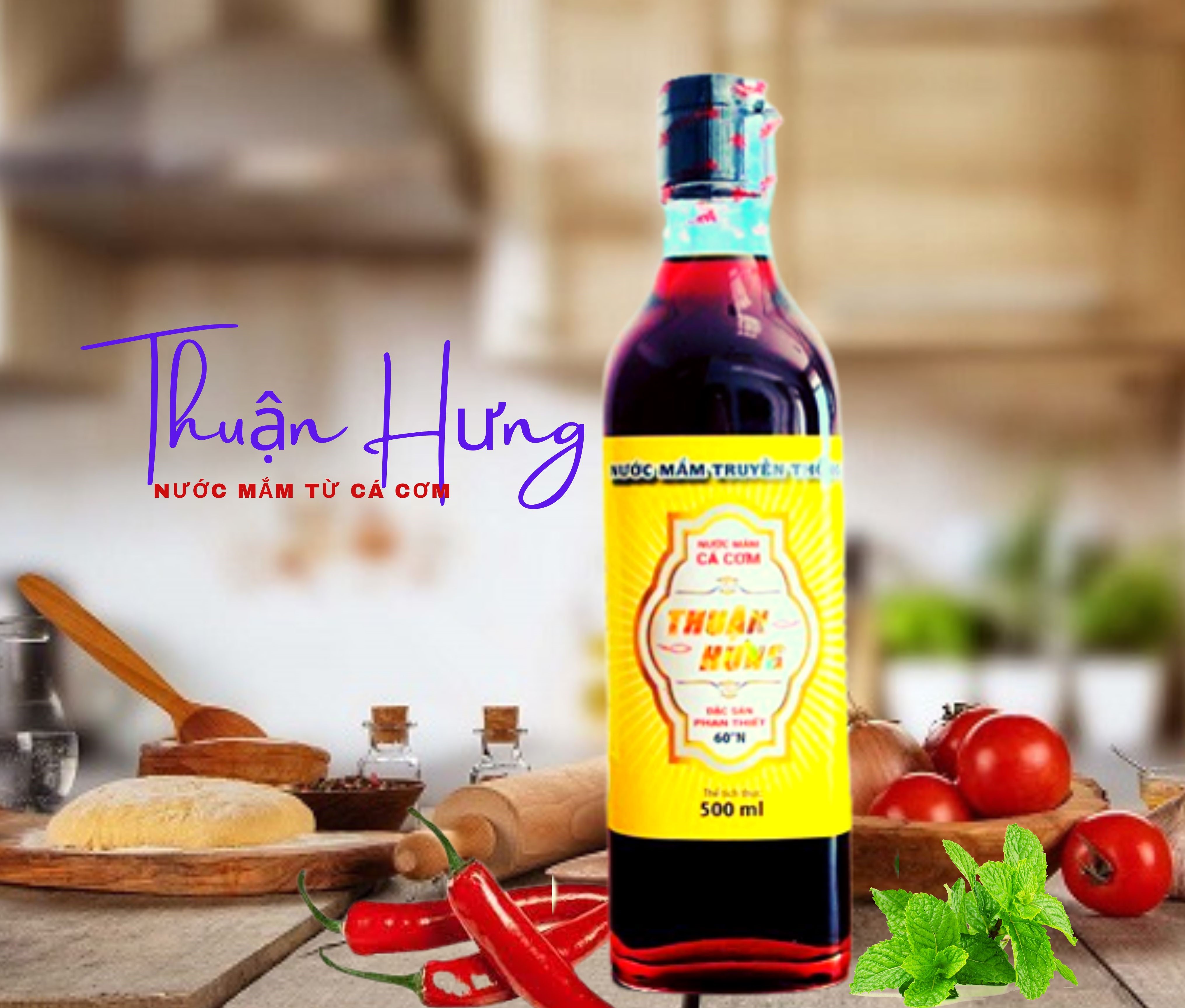 NƯỚC MẮM PHAN THIẾT CHAI THỦY TINH - THUẬN HƯNG 60 ĐẠM/1 HỘP 2 CHAI 500ML