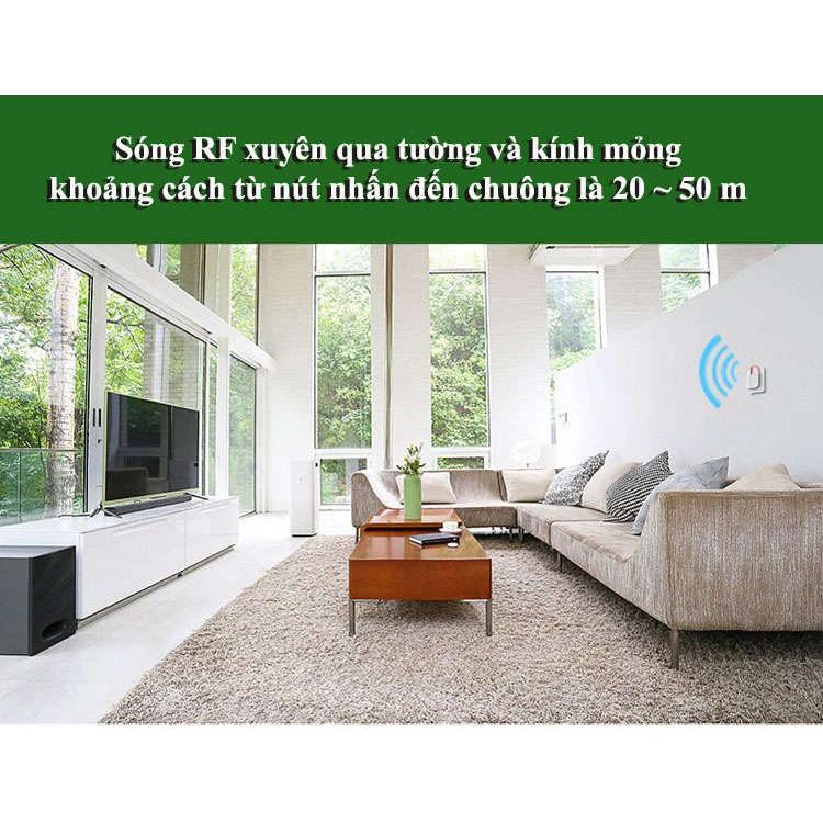 Chuông Cửa Không Dây Kawasan DB818 - Nút Nhấn Không Cần Pin - Ngoài Trời Chống Nước - Chính Hãng