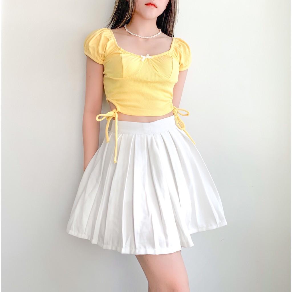Áo cổ bẹt dây rút hông mã 180
