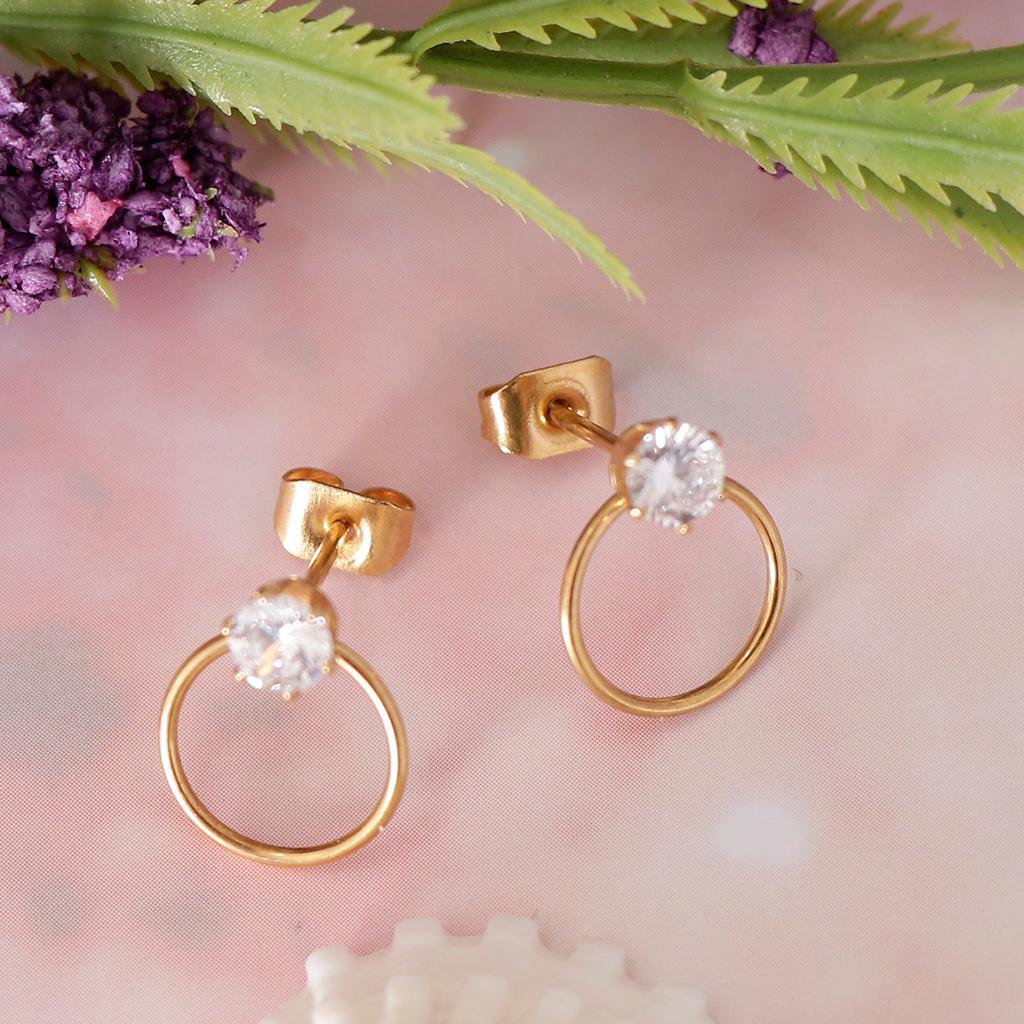 Women Stylish Round  Rhinestone Stud Earrings Ear Studs Earring