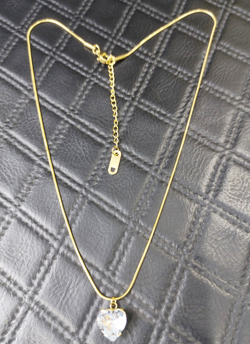 Dây Chuyền Mì Mặt Tim Đá Titan Ko Đen TT 4319