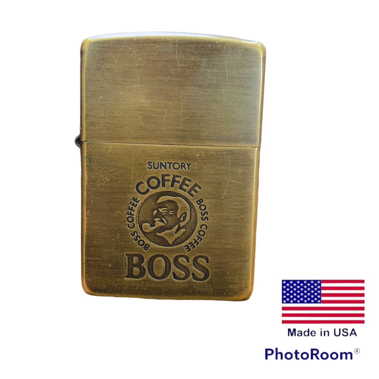 Bật lửa Ziippo MỸ BRASS khắc ăn mòn chủ đề  BOSS COFFEE, Sản xuất 1995