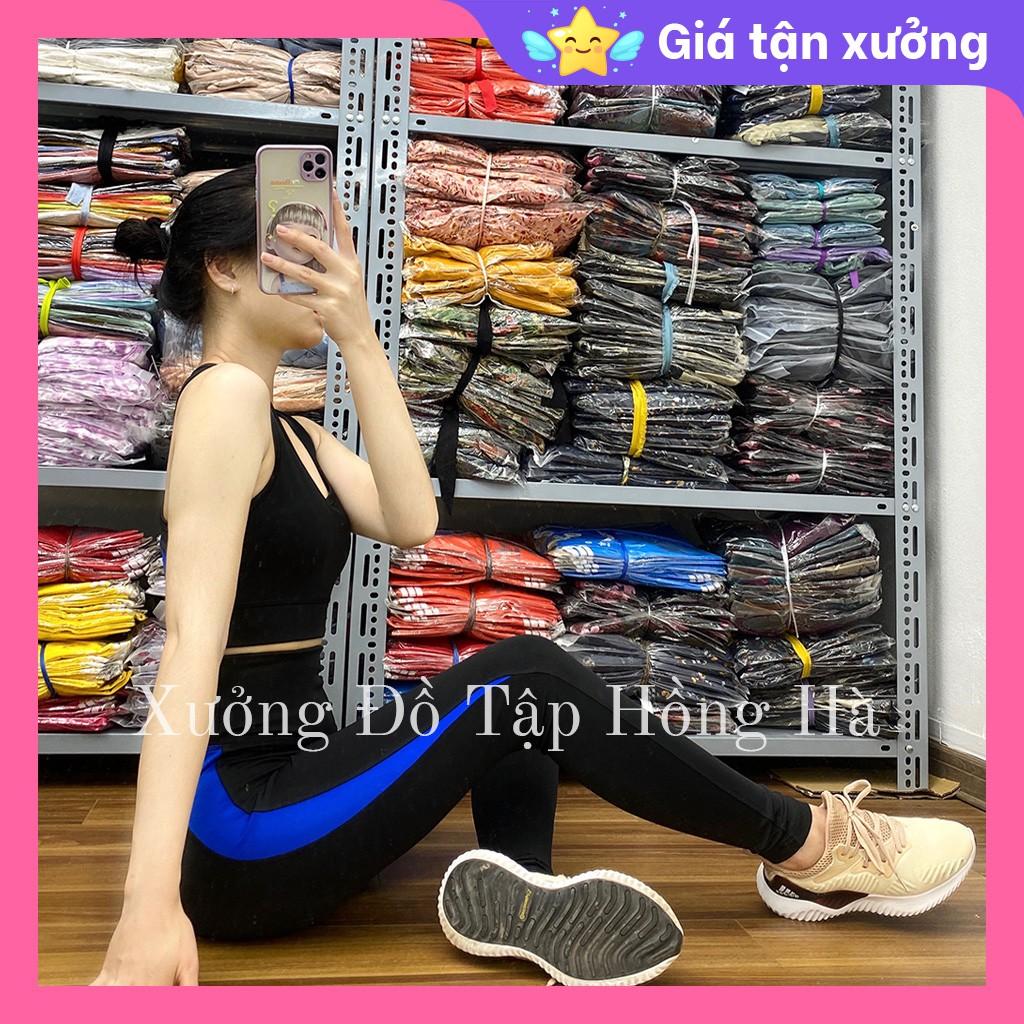 Ảnh Thật 100% - Mặc Là Mê Bộ tập GYM nữ đa năng - Yoga nữ - Set tập dài lưng 3 lỗ đen phối xanh