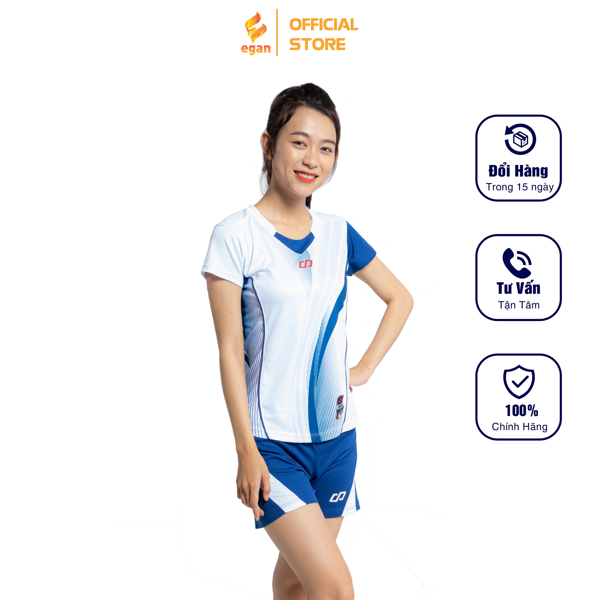 Bộ Quần Áo Thể Thao Bóng Chuyền Màu Trắng Nữ ZENTIGA - CP SPORT BC05