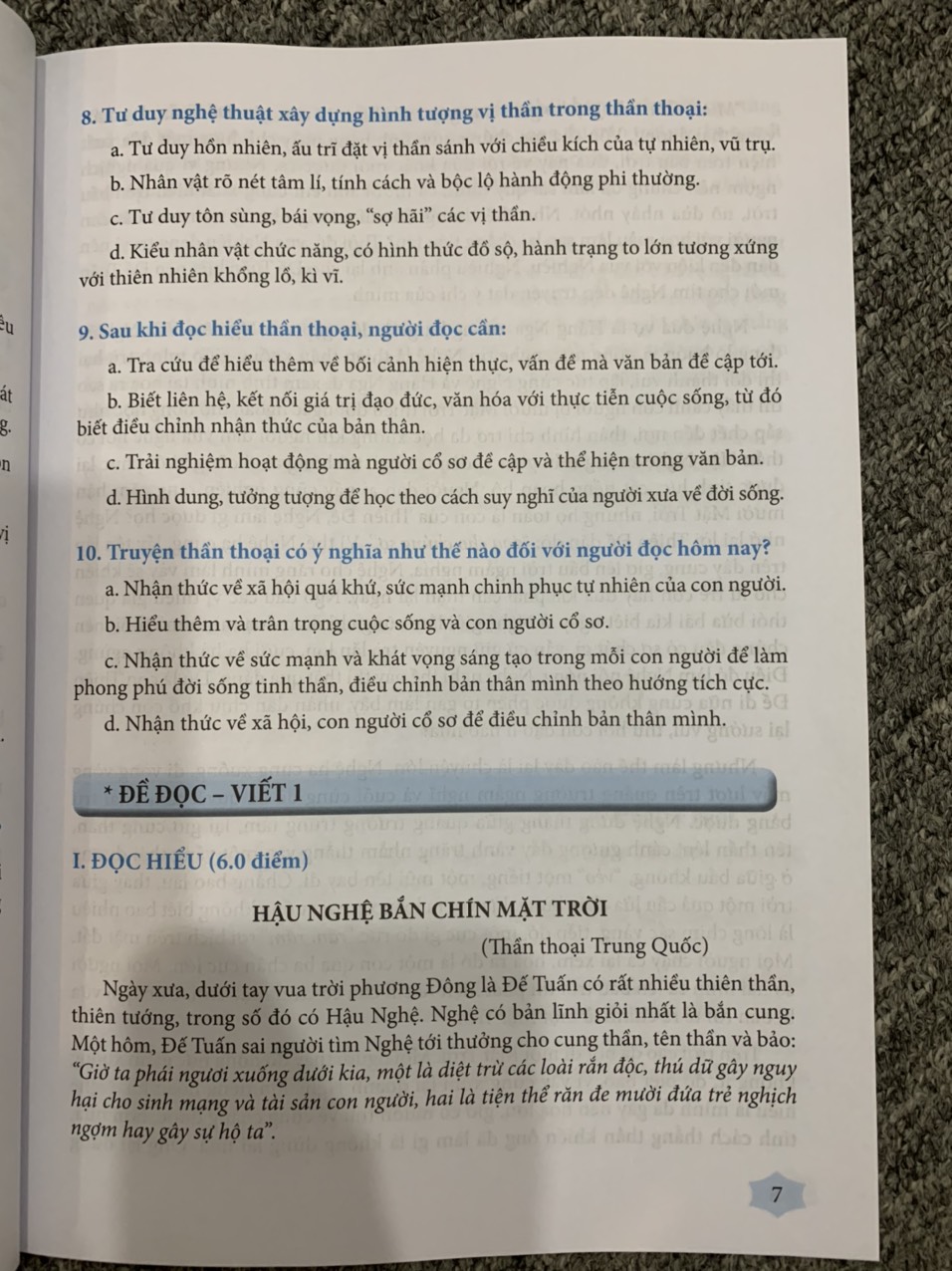 Đề ôn luyện và kiểm tra ngữ văn 10 ( Dùng ngữ liệu ngoài sgk)