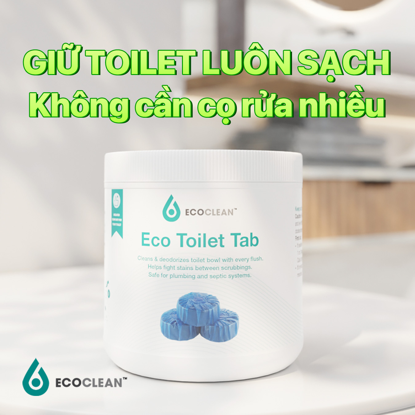 Viên tẩy và làm thơm toilet hương lavender - Eco Toilet Tab - Hộp 10 viên