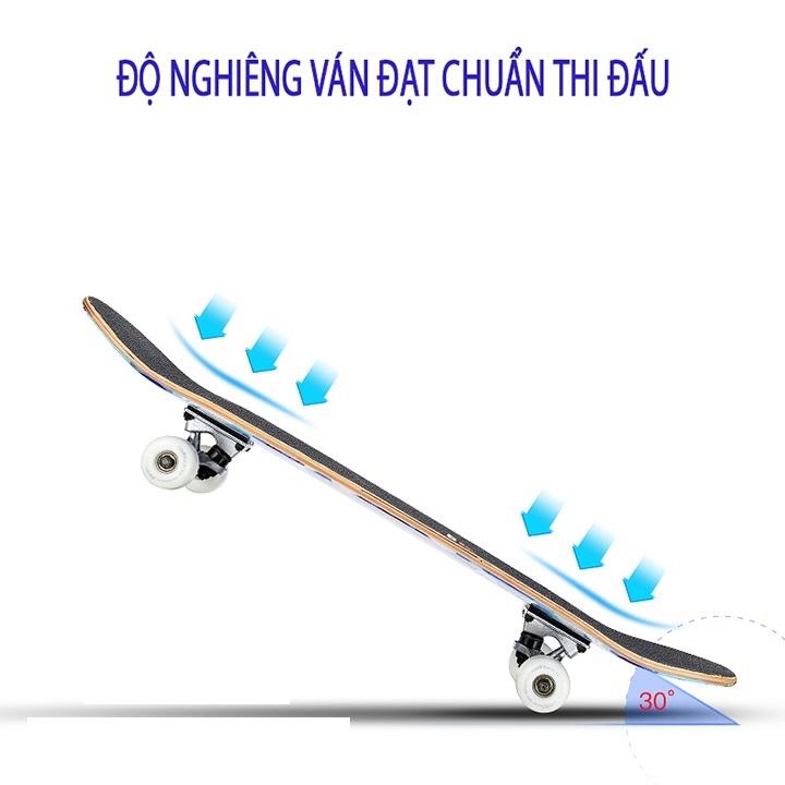 Ván Trượt Mặt Nhám Chống Trơn Trượt 80cm x 20cm, Tải trọng 150kg, Ván Trượt Gỗ Dành Cho Người Lớn Và Trẻ Em