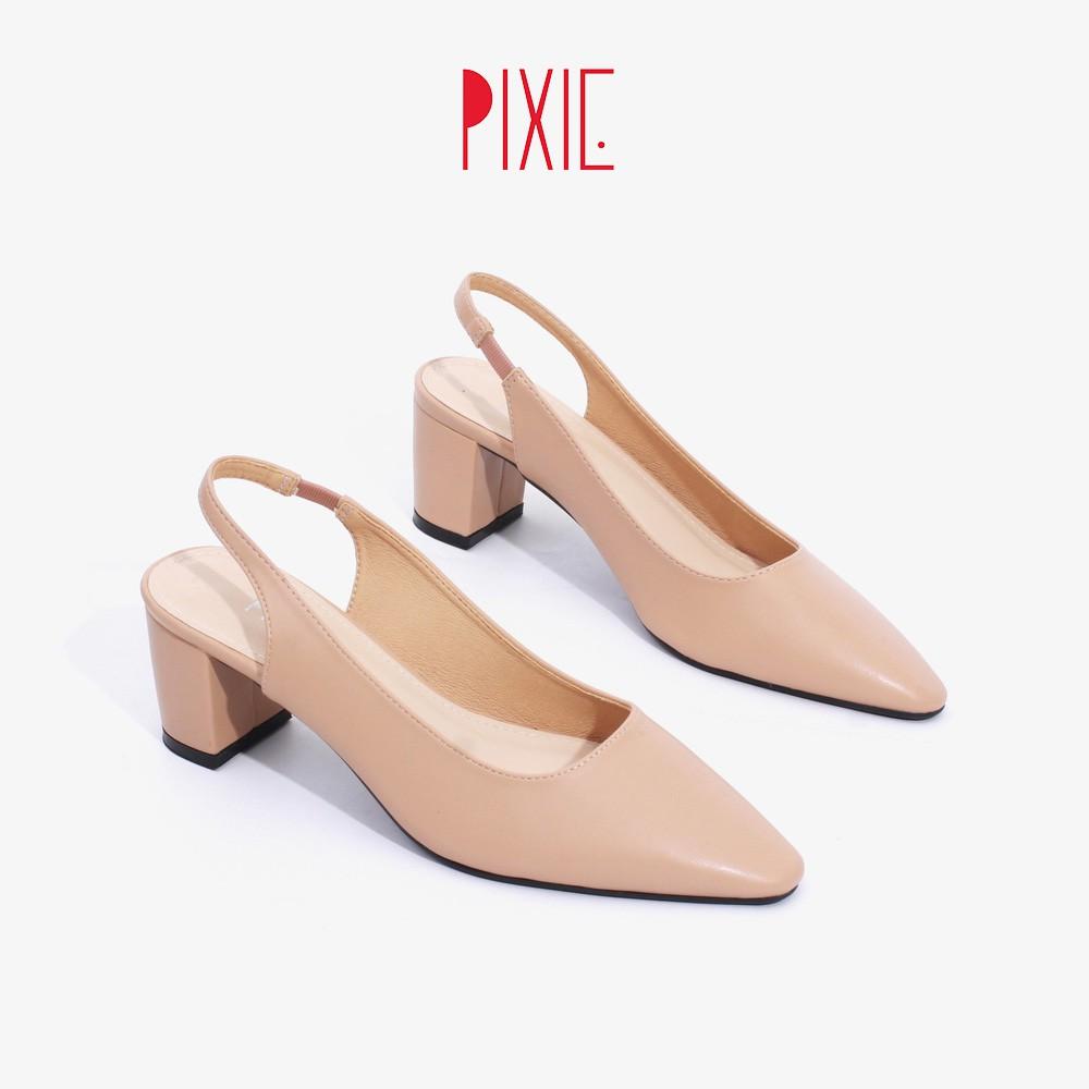 Giày Cao Gót 5cm Hậu Thun Mũi Vuông Pixie X735