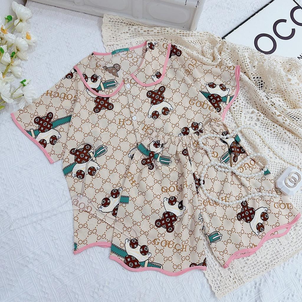 Đồ bộ bé gái, bộ pijama ngắn tay cho bé gái size 18-35kg chất lụa mango mềm mát