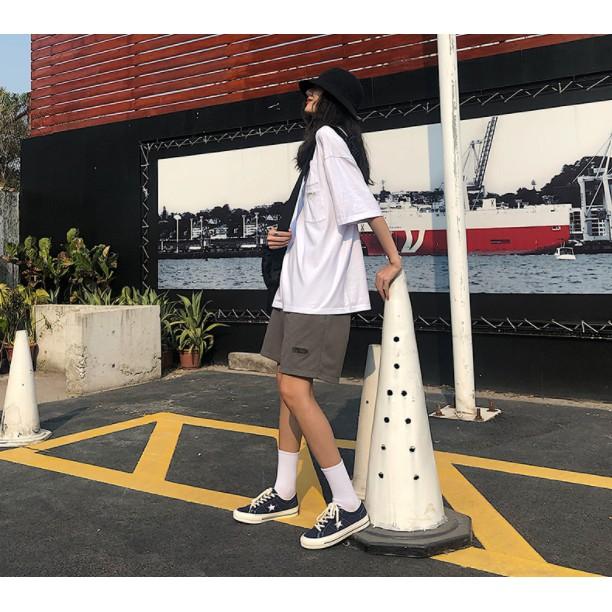 Quần short thun thêu chữ ulzzang - ẢNH THẬT