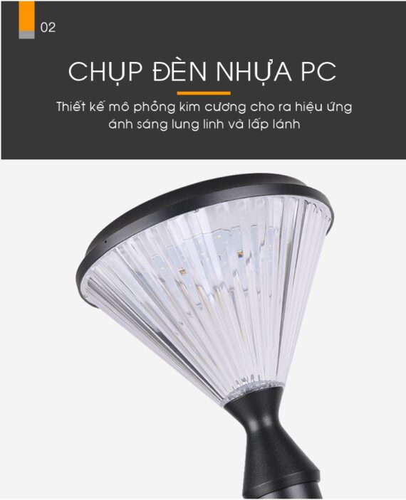 Đèn trụ sân vườn năng lượng mặt trời hình Kim cương TS07D