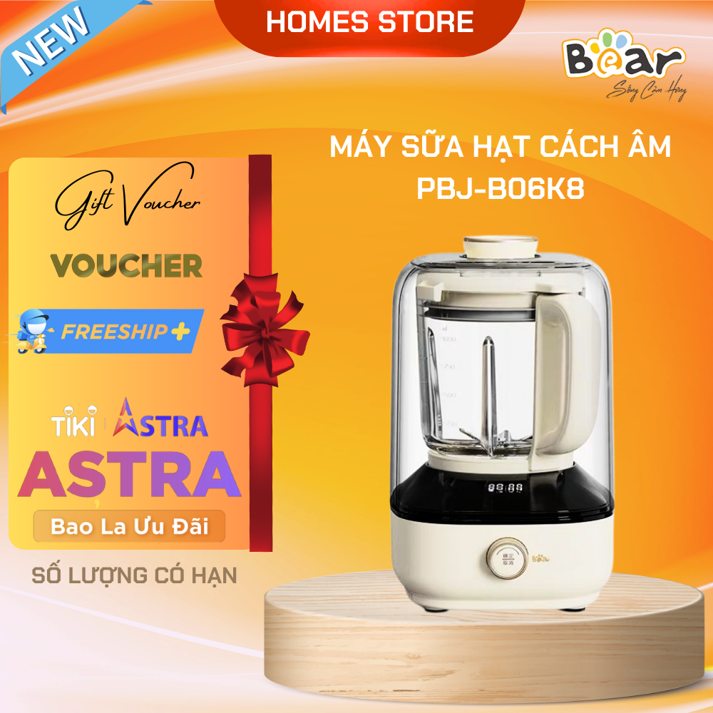 Máy Làm Sữa Hạt Cách Âm Bear PBJ-B10U5 8 Chức Năng Xay Nấu - Hàng Nhập Khẩu