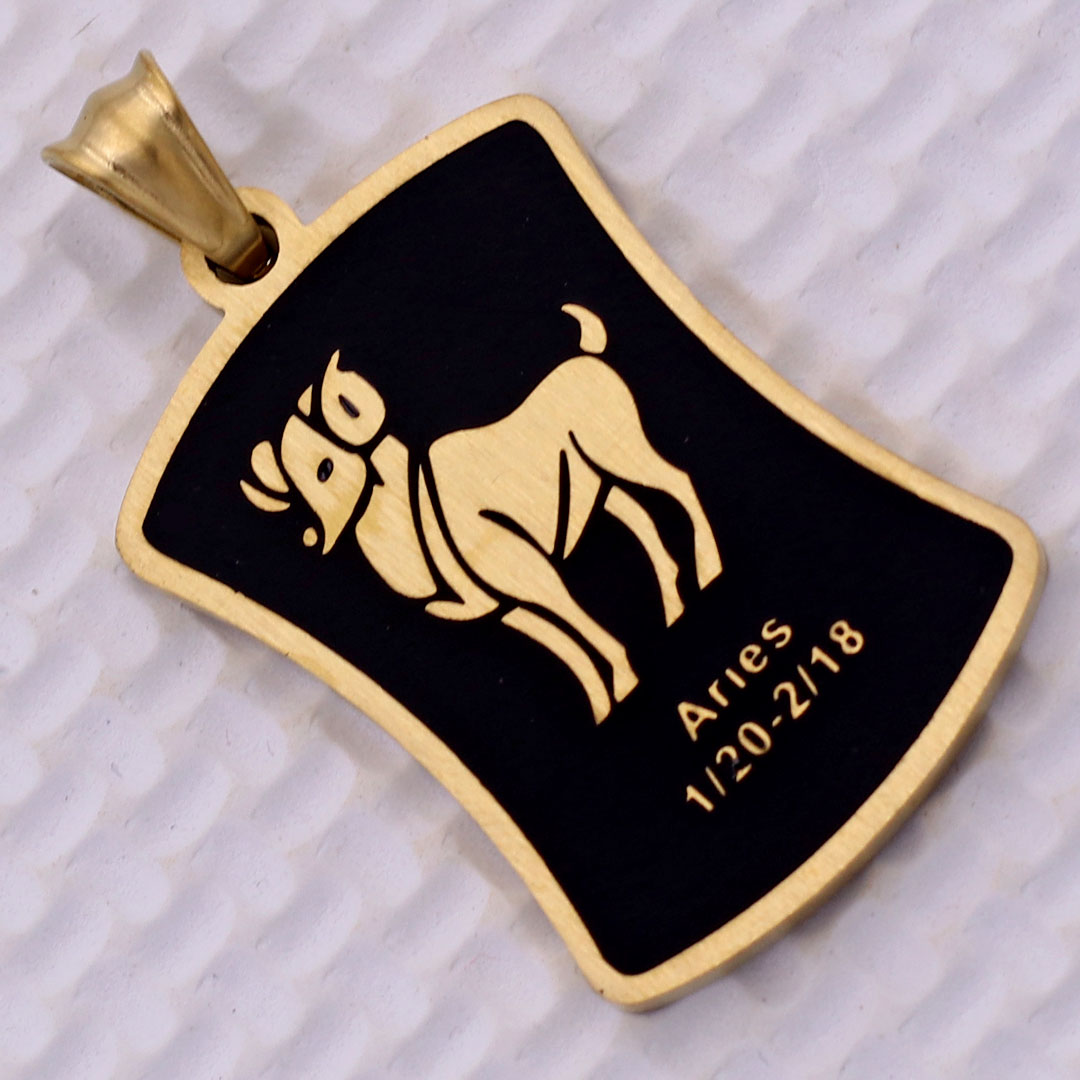 Mặt dây chuyền cung Bạch Dương - Aries inox trắng kèm vòng cổ dây chuyền inox vàng + móc inox vàng, Cung hoàng đạo