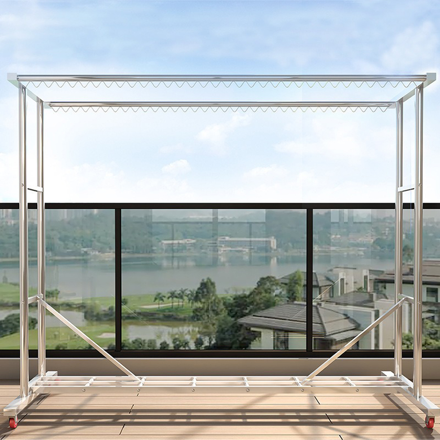 Giàn Phơi Ngoài Trời Đa Năng Chất Liệu Inox 304 Chịu Tải 300kg Phơi Chăn Mền Quần Áo