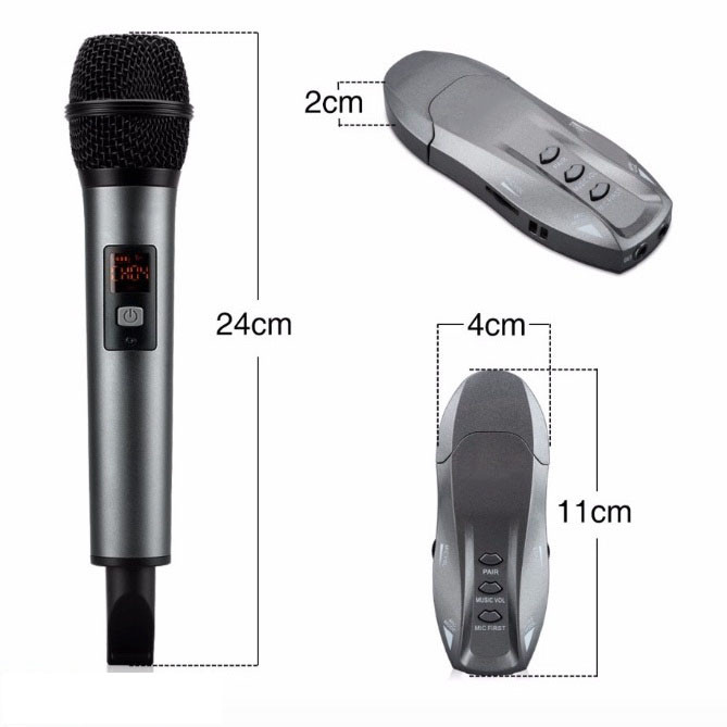 Micro karaoke dành cho ô tô BX7 - Micro không dây đa năng cao cấp - Lọc Âm, Chống Hú, Chống Ồn Và Méo Tiếng Giúp Âm Thanh Phát Ra Trong Trẻo, Mượt Mà - Biến loa vi tính thành loa karaoke - Dùng được cho cả loa kéo, amply, mixer, tivi